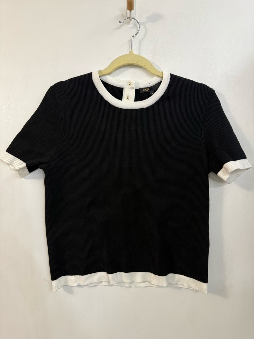 Maje contrast knit cropped tee